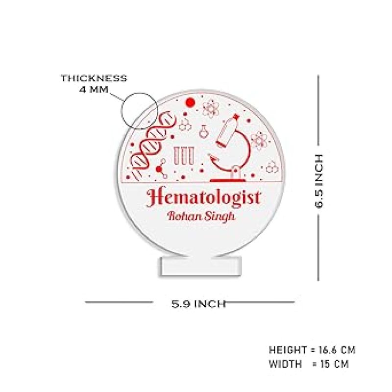 Personalized Hematologist Acrylic Led Lamp with Automatic Color Changing Light  Customized with Name  Gift for Hematologist Doctor